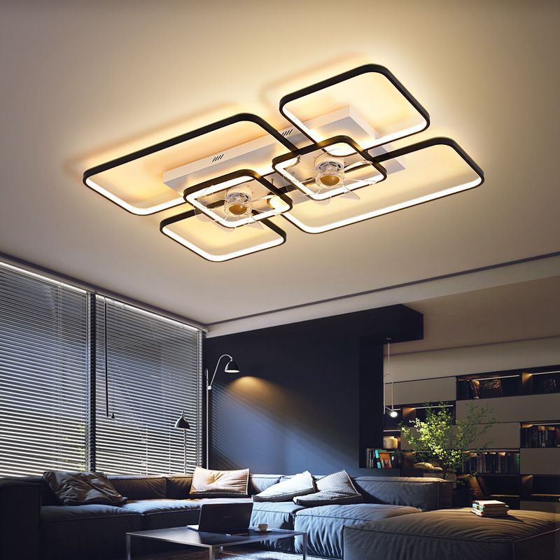Lacey Rectangular Ceiling 2-Fans with Light, 2 Colour 