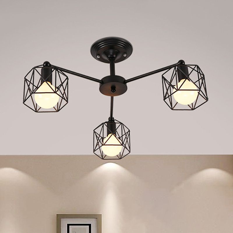 Herbert Black Semi-Ceiling Lamp, 3/5 Heads