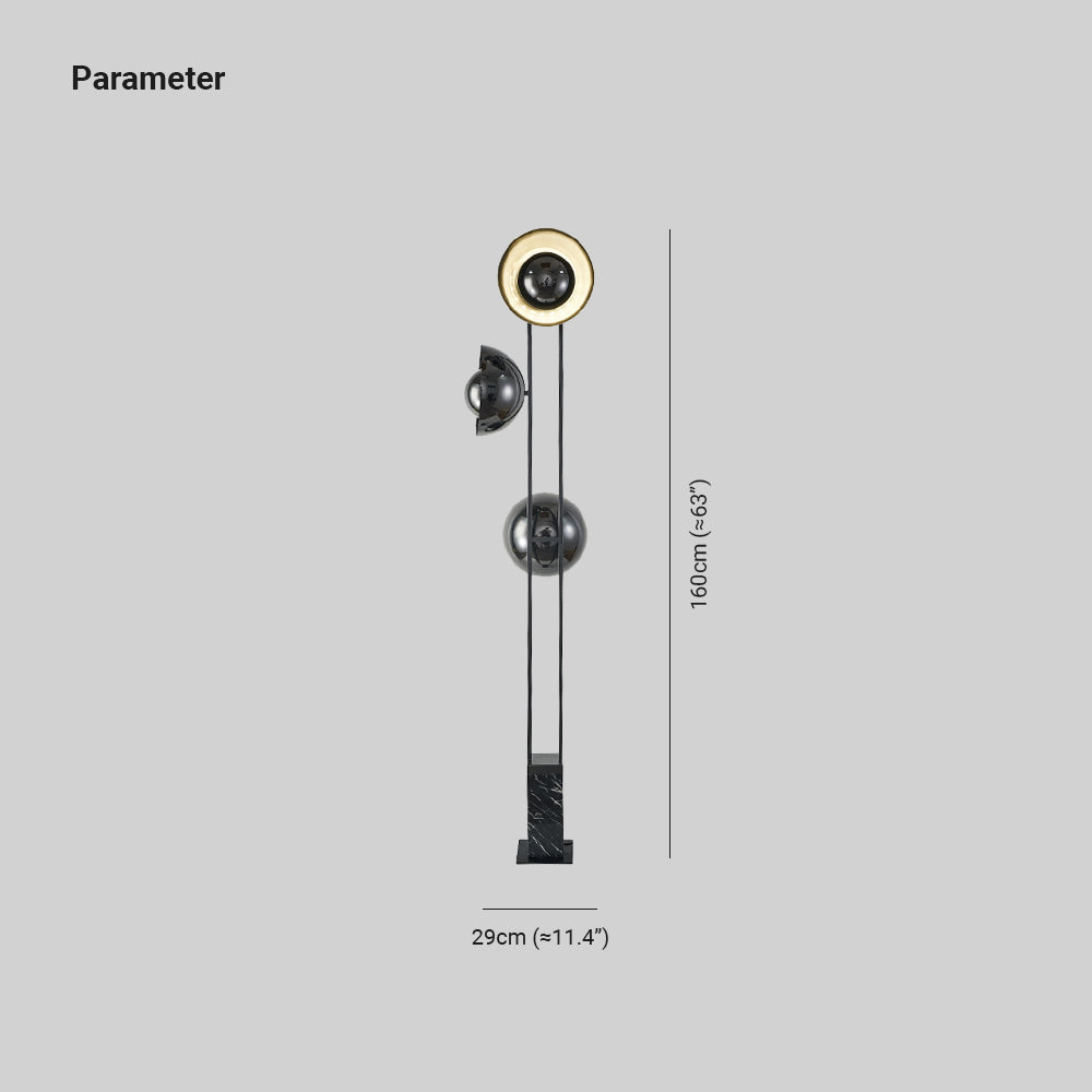 Salgado Moderne Minimalistisk Gulvlampe Med Tre Hoveder, Metal Og Marmor