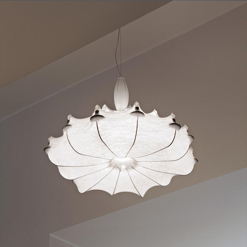 Renée Modern Elegant Pendant Lamp in Artificial Silk/Metal, White