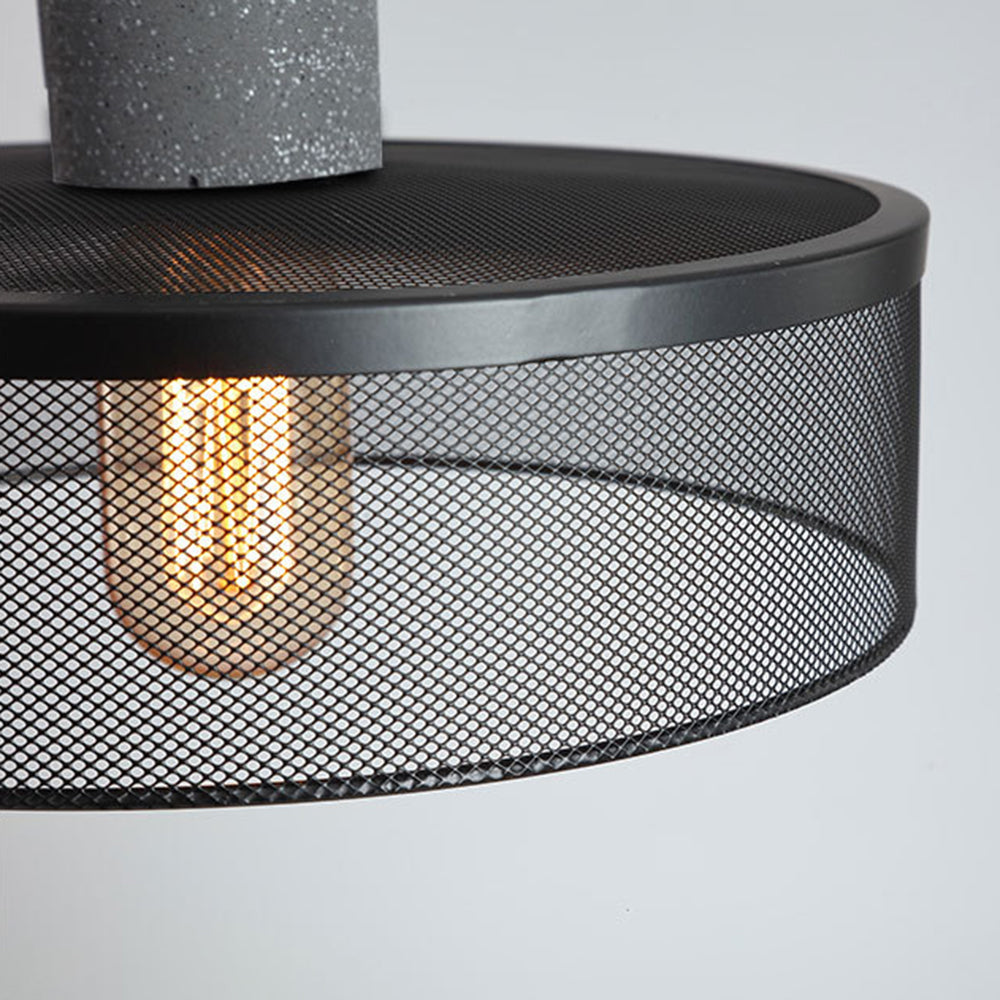 Zaid Industrial Cylindrical Pendant Lamp, Cement/Metal, Wabi-Sabi 