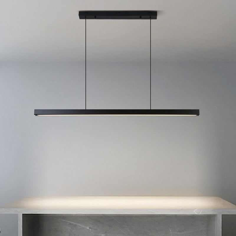 Edge Pendant Lamp Linear Remote control can be dimmed, Metal &amp; Wood, 60/80/100/120cm 