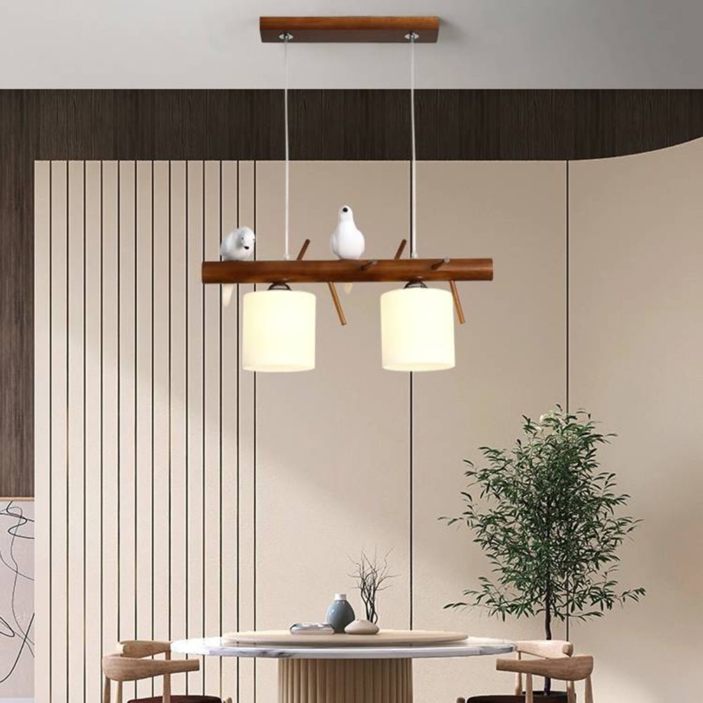 Muto Bird Pendant Lamp, Wood, 2/3 Heads 