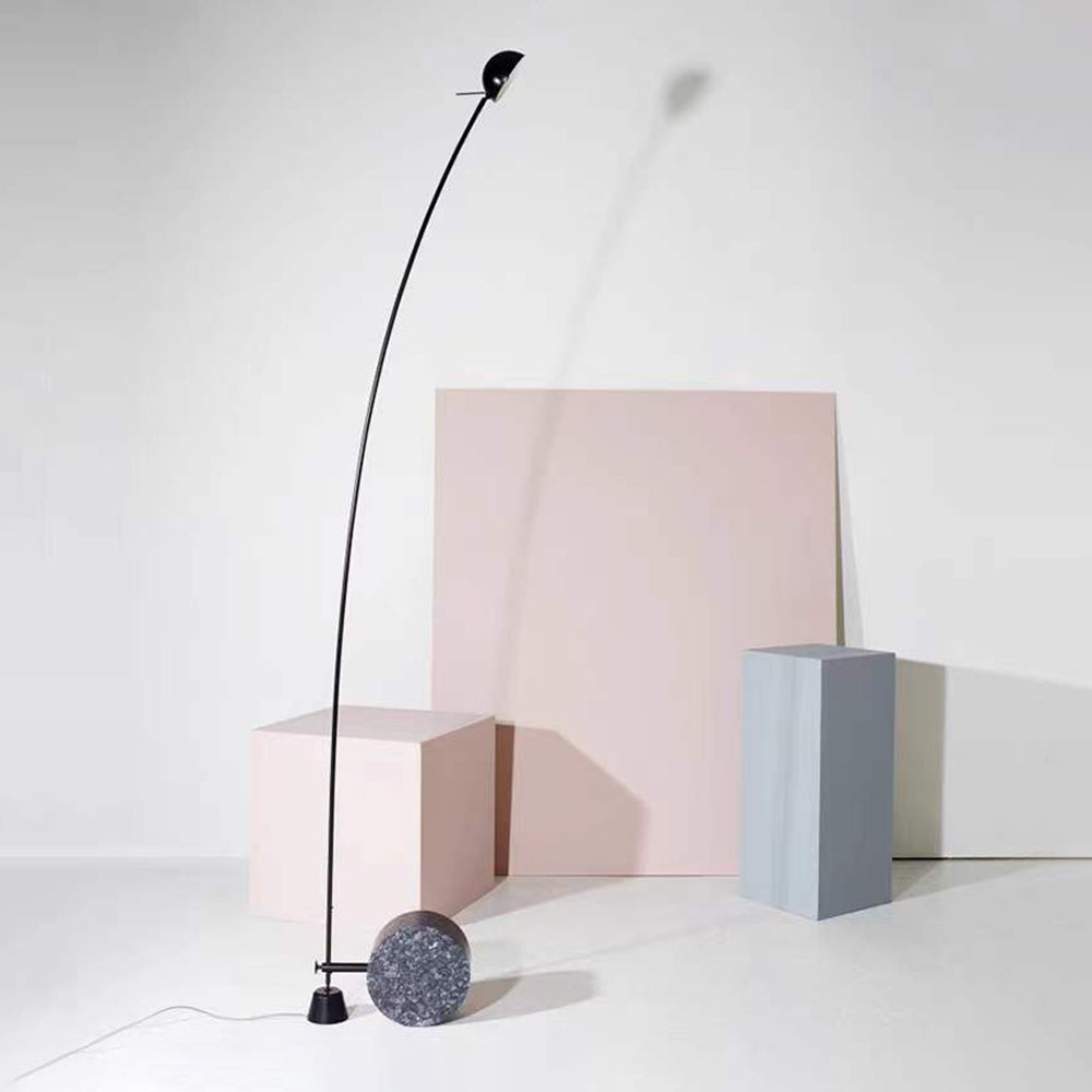 Salgado Nordic Gray Arc LED Floor Lamp, Marble &amp; Metal