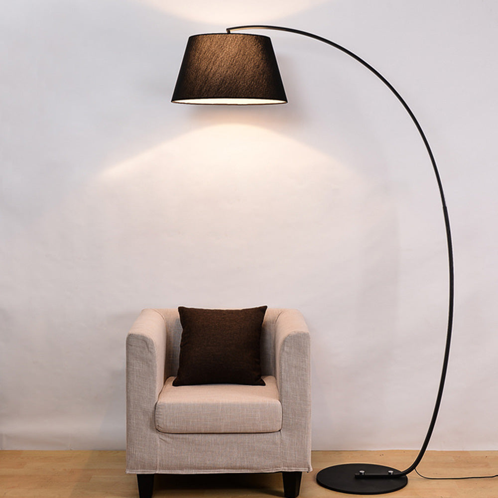 Salgado Modern Arc Fabric/Metal Floor Lamp, Bedroom/Living Room