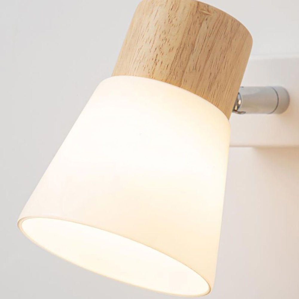 Ozawa Wall Lamp Nordic Mirror Lamp for Bathroom, Wood/Glass, White