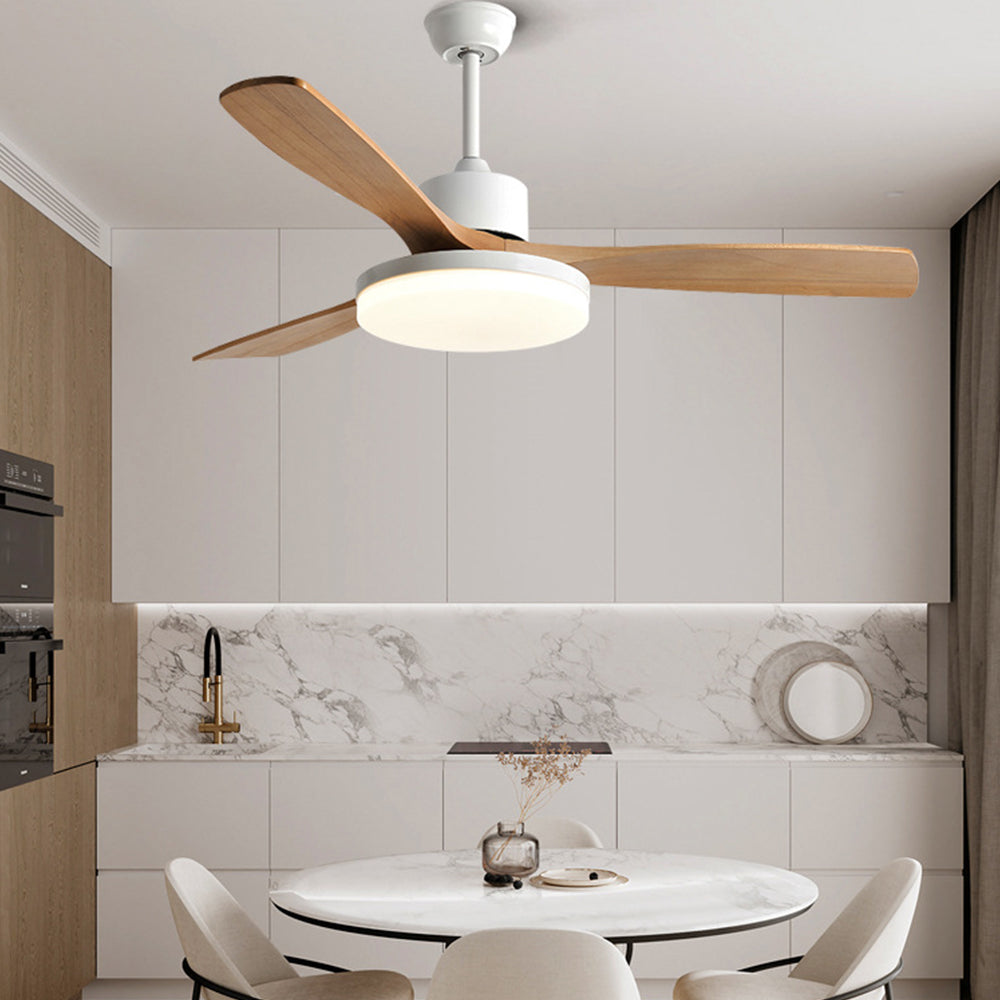 Haydn 3-Blade White Ceiling Fan with Light, Metal &amp; ABS, DIA132CM 