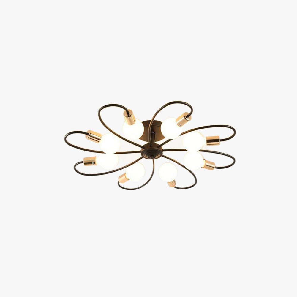 Valentina Modern Metal Ceiling Lamp, Black/Gold 