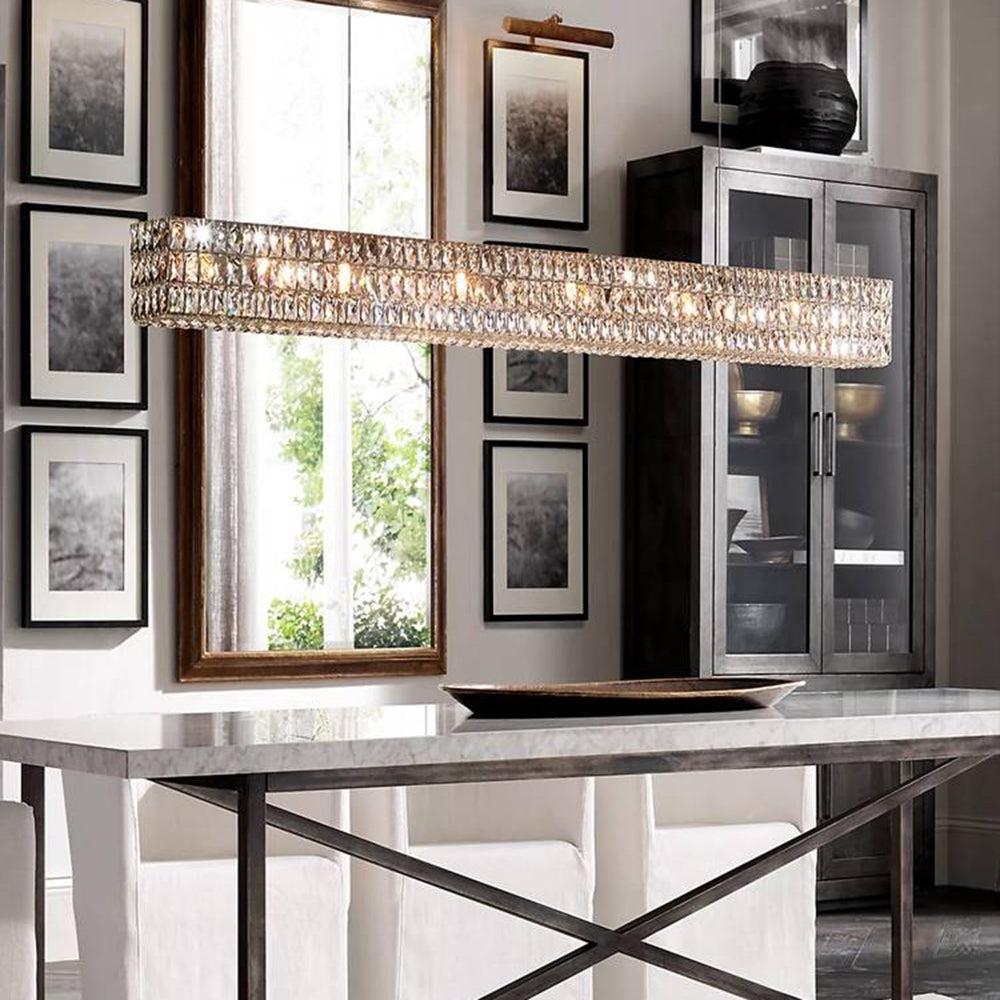 Kristy Rectangular Luxury Crystal Pendant Lamp, 2 Colors 