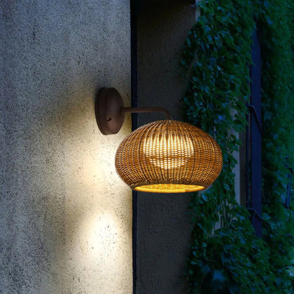 Ritta Outdoor Wall Lamp, Rattan Acrylic, 13" 
