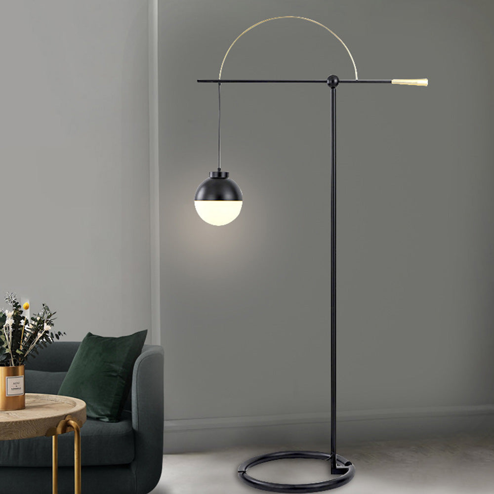 Valentina Modern Nordic Curved Floor Lamp, Metal/Glass, Black, Bedroom