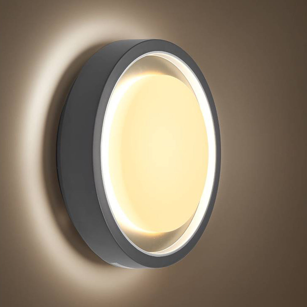 Orr Modern Circular Disc Shaped Metal Outdoor Wall Lamp, DIA 30CM