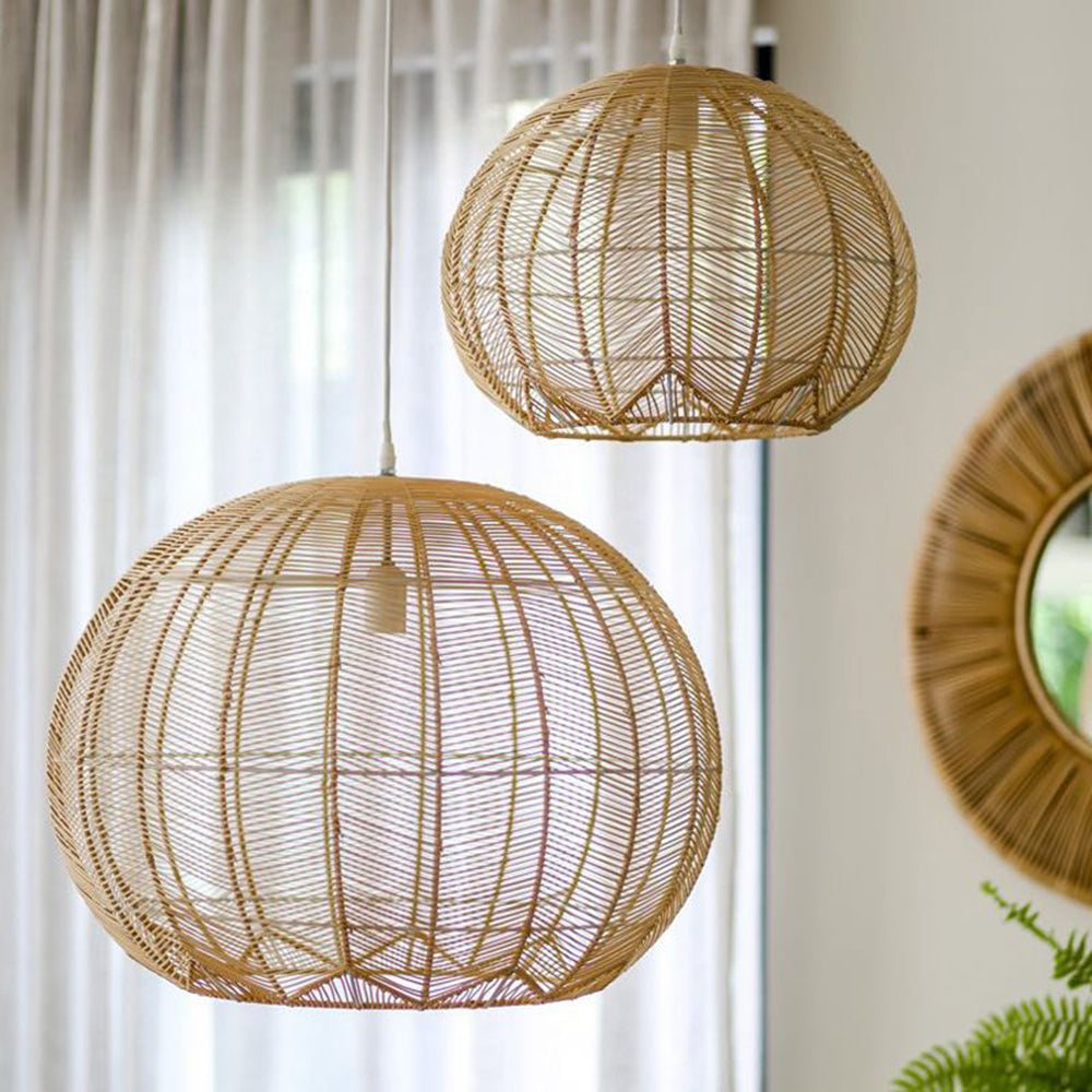 Ritta Designer Round Handmade Rattan Pendant Lamp, Dining Room