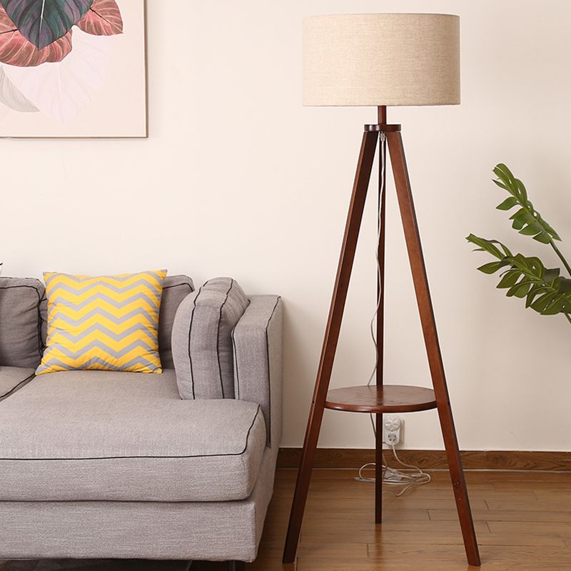 Ozawa Floor lamp Triangle Vintage, Wood/Fabric, Beige, Living room