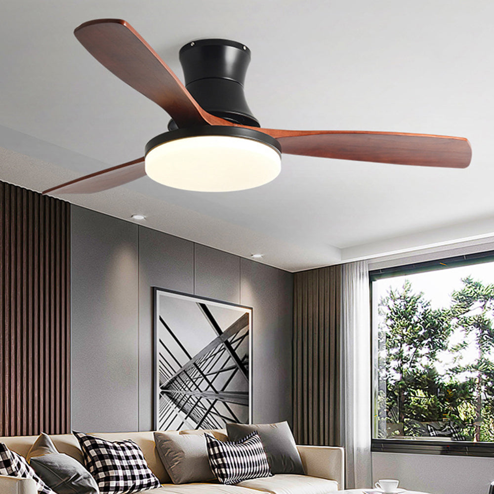 Haydn 3-Blade Ceiling Fan with Light, 3 Colour, Metal &amp; Wood, DIA132CM 
