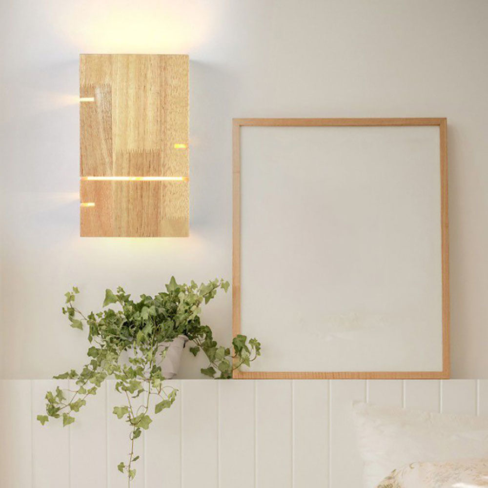 Ozawa Wall Lamp Rectangular Minimalist, Mounted Bedside Table, Wood, Bedroom