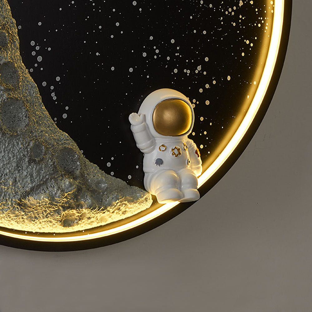 Elif Astronaut Moon Black Wall Lamp, DIA 50CM 