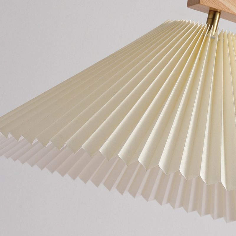 Ozawa Modern Plisseret Træ Fabric Sengekant Bord Gulvlampe