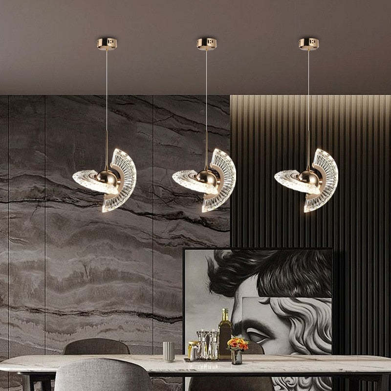 Modern Swivel Pendant Lamp Metal+Acrylic, Living Room/Bedroom