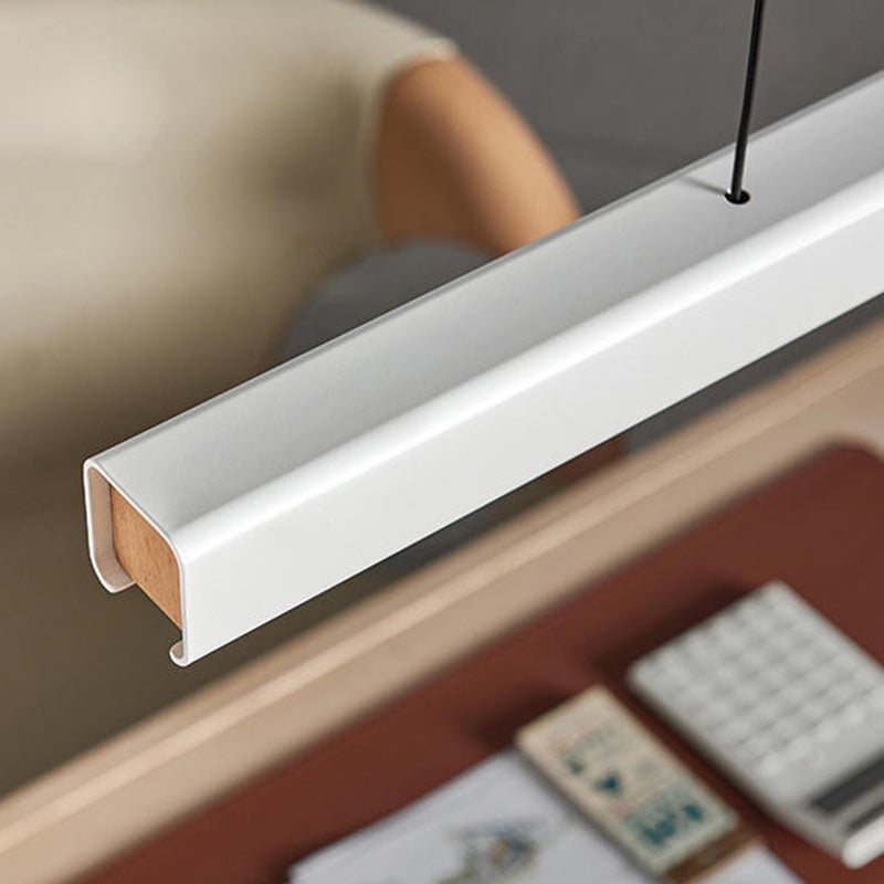 Edge Pendant Lamp Linear Remote control can be dimmed, Metal &amp; Wood, 60/80/100/120cm 
