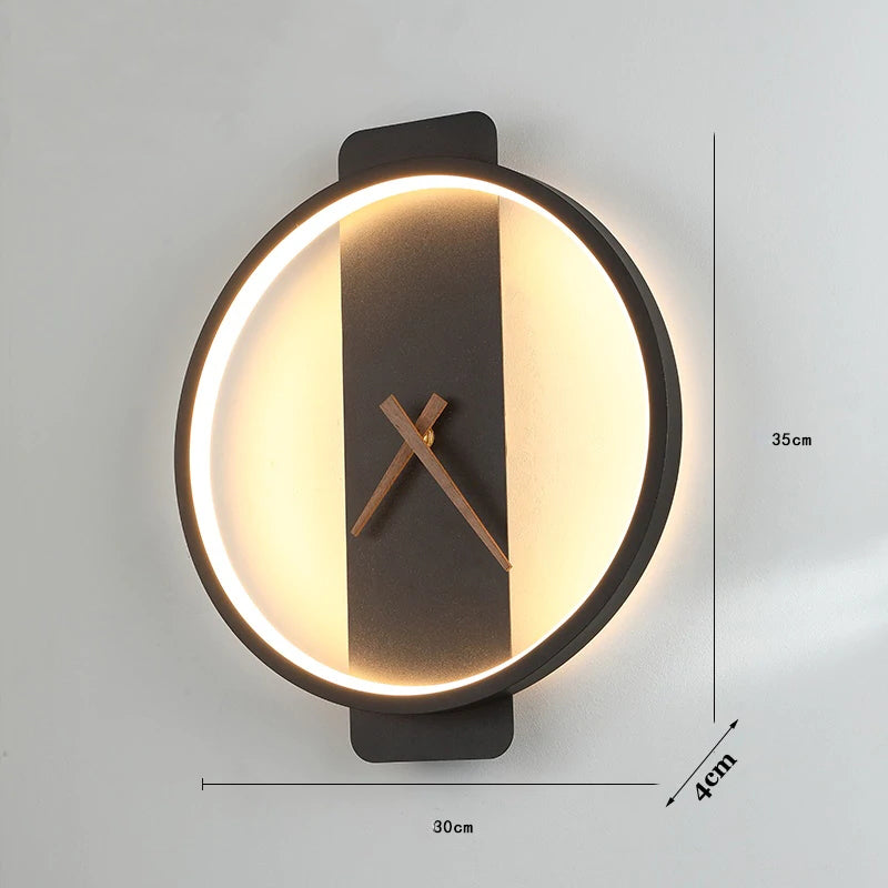 Nordic Clock Wall Lamp LED Bedroom/Living Room