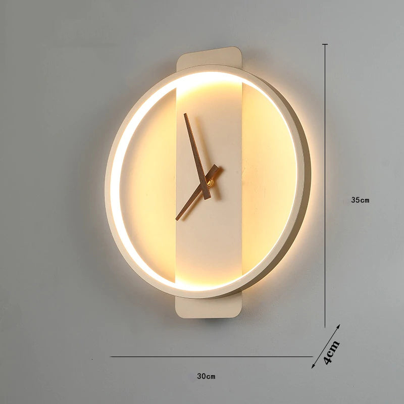 Nordic Clock Wall Lamp LED Bedroom/Living Room