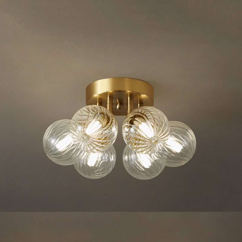 Valentina Loftslampe Clear Bubble, ren Kobber & Glas 3/4/5/6 Head