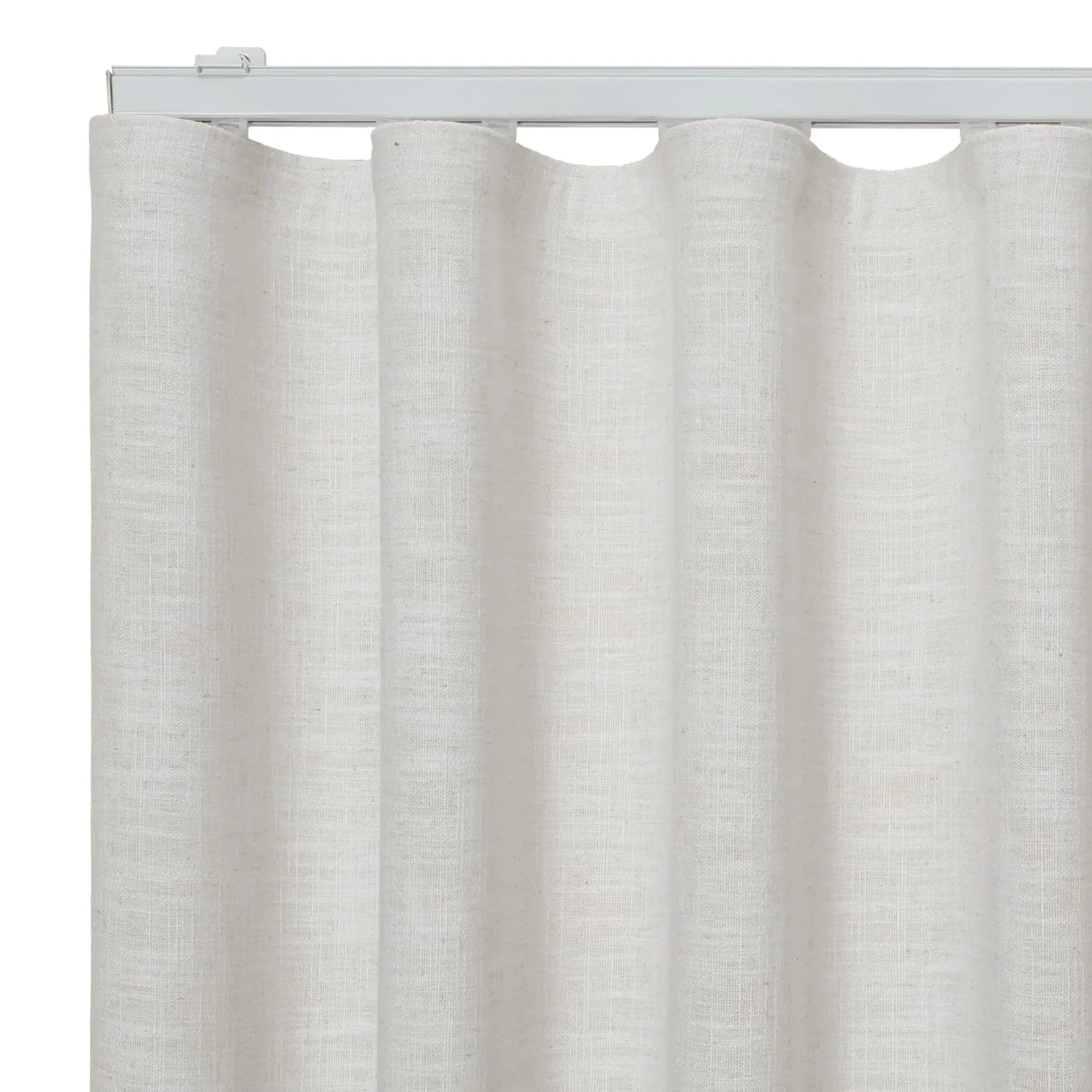 Loomy Premium Linen Blackout Curtain Living Room Ripple Fold Drapery Track Set 