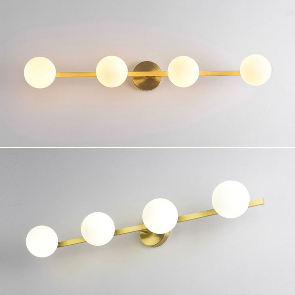 Valentina Retro Globe Linear Metal/Glass Wall Lamp, Gold, Bathroom 