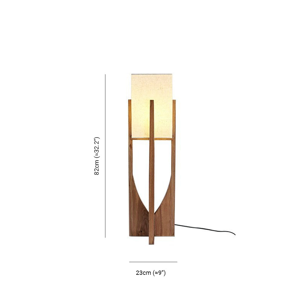 Ozawa Naturlig Rektangulær Gulvlampe Træ/Stof