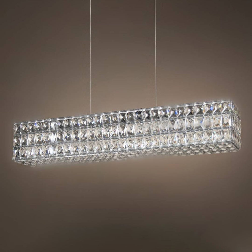 Kristy Rectangular Luxury Crystal Pendant Lamp, 2 Colors 