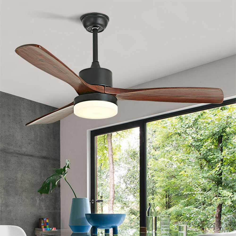 Haydn 3-Blade Black Ceiling Fan with Light, Metal &amp; ABS, DIA132CM 