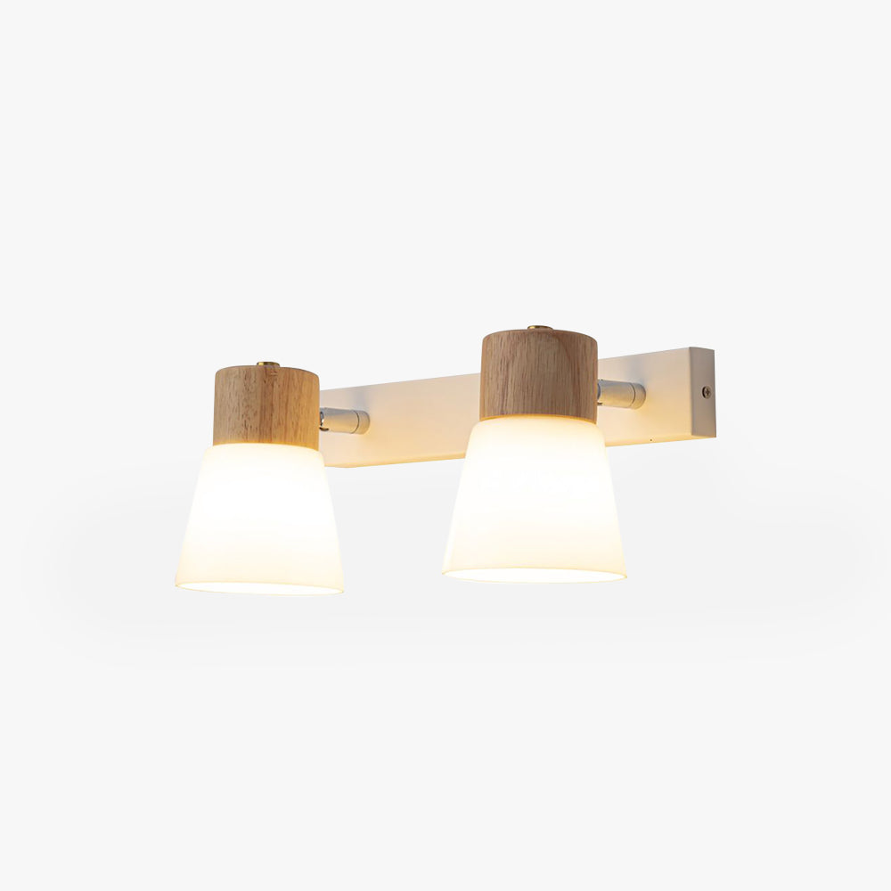 Ozawa Wall Lamp Nordic Mirror Lamp for Bathroom, Wood/Glass, White