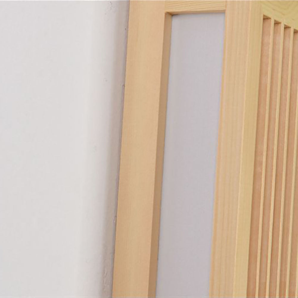 Ozawa Wall Lamp Rectangular Rustic, Wood/Acrylic, Log Colour, Bedroom