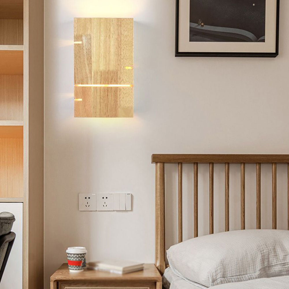 Ozawa Væglampe Rektangulær Minimalistisk, Monteret Sengebord, Træ, Soveværelset
