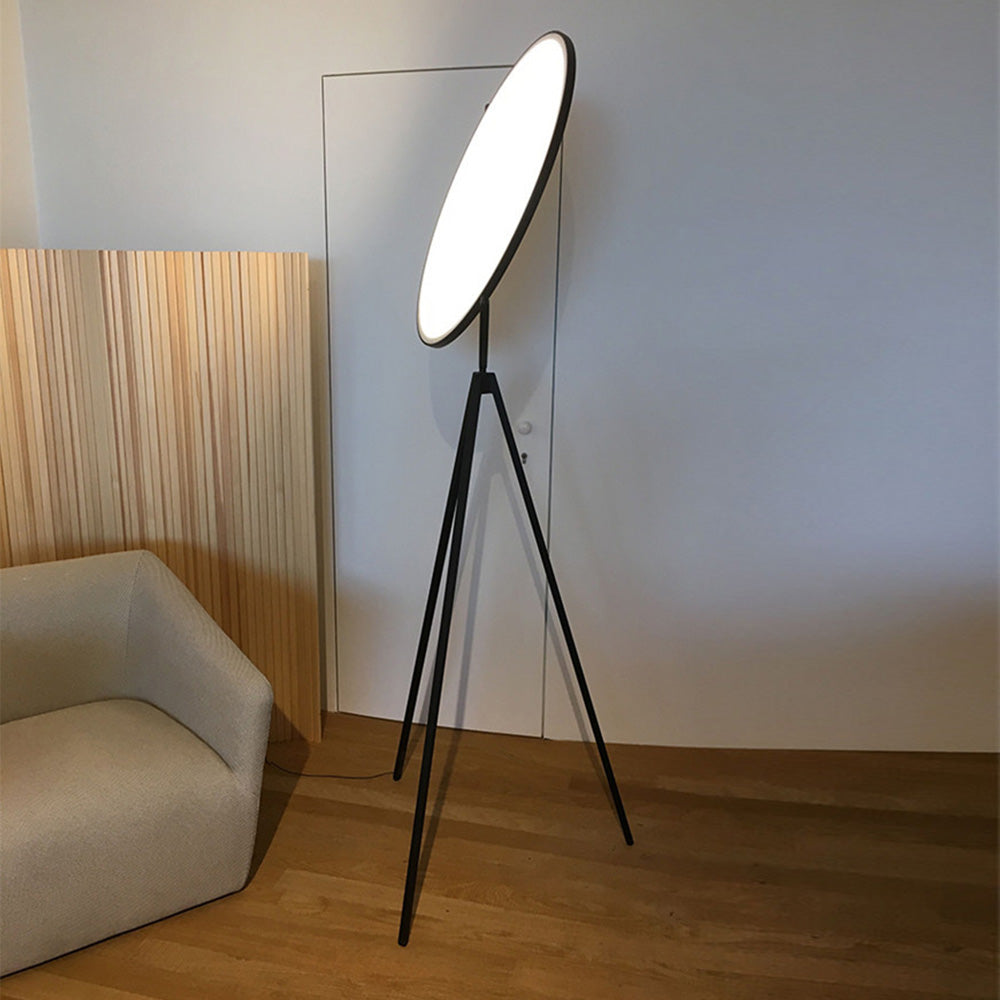 Salgado Modern Minimalist Metal Tripod Projector Floor Lamp, Black/White