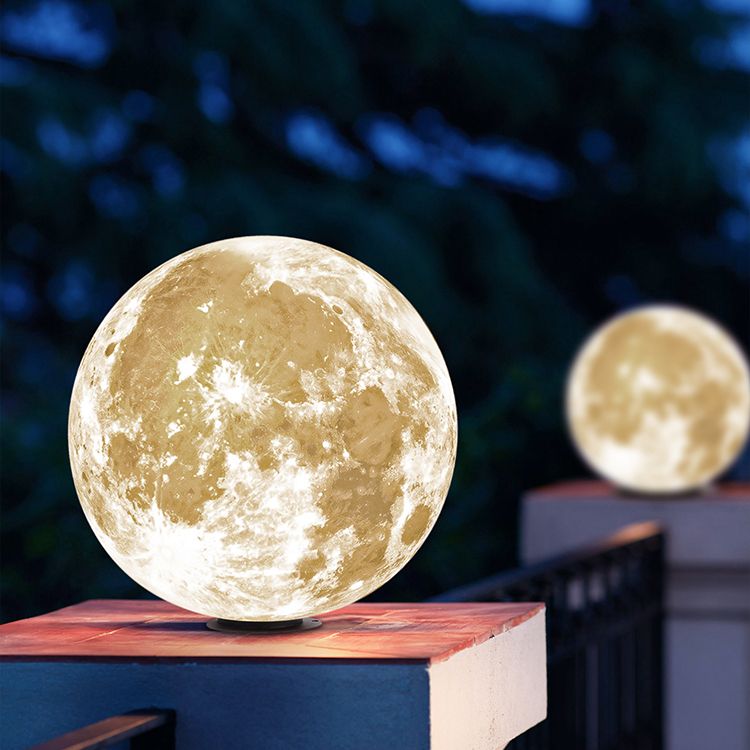 Elif Moon Solar Pier-Mount Outdoor Lamps