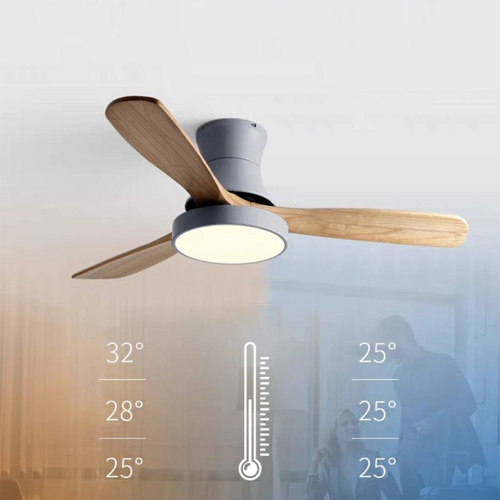 Walters 3-Blade White &amp; Gray Ceiling Fan with Light, Metal &amp; Wood 