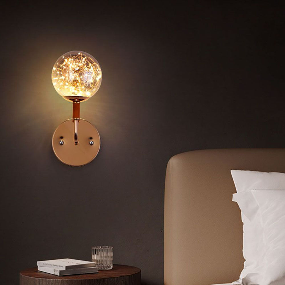 Valentina Wall Lamp Starry Globe Art Deco, Black/Gold, Bedroom