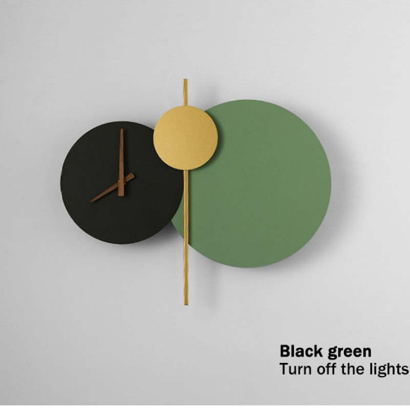 Nordic Creative LED Round Clock Wall Lamp Bedroom