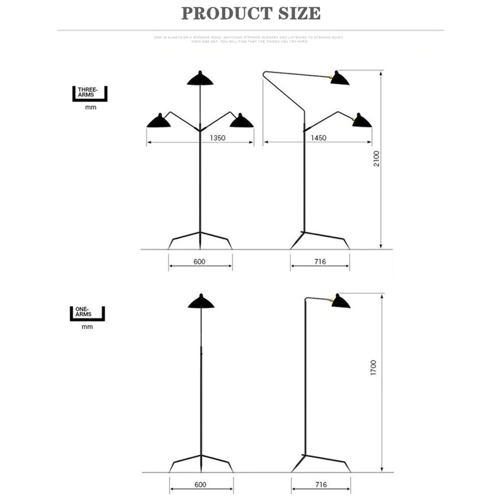 Avi Tripod Justerbar Spider Arm Gulvlampe til Soveværelse, Stue - Las Sola-DK