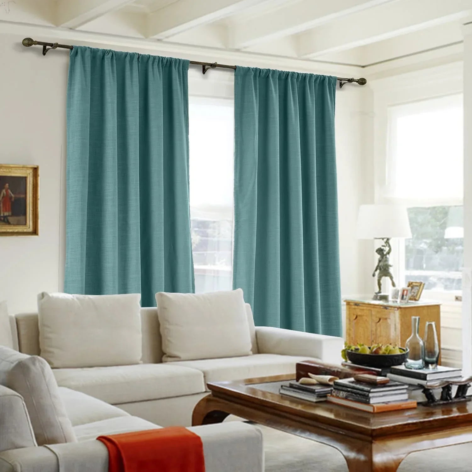 Loomy Design Curtain in polyester-cotton blend, soft top, living room Soft top 