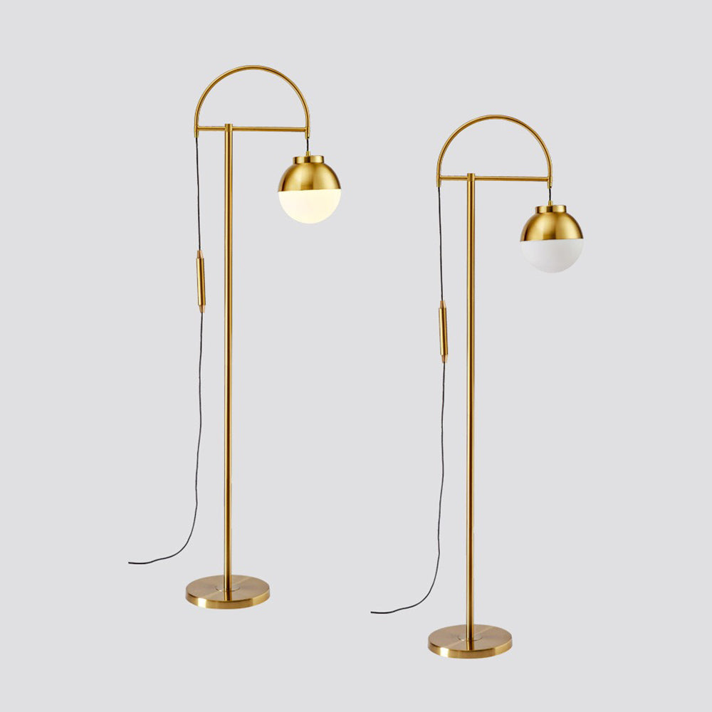 Valentina Modern Arc Glass/Metal Floor Lamp, Gold