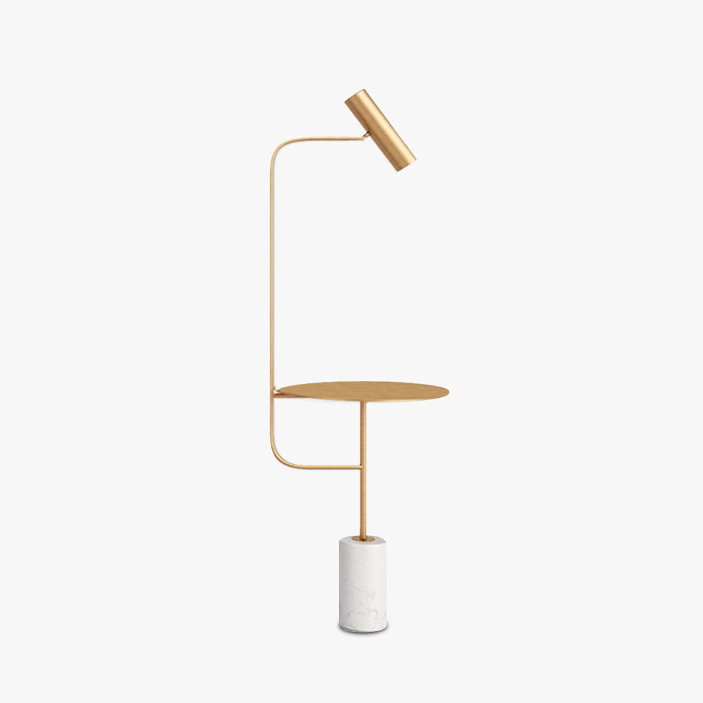 Salgado Minimalistisk Metal Gulvlampe Med Bord, Sort/Guld