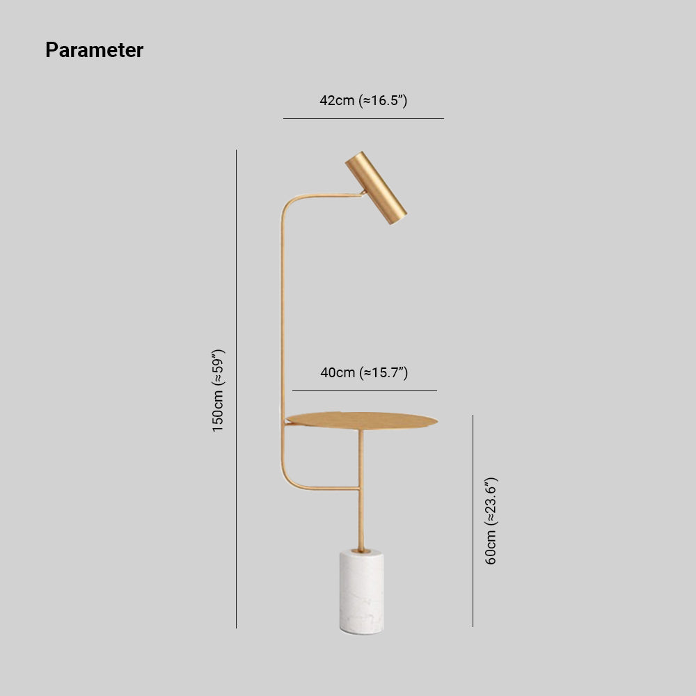 Salgado Minimalistisk Metal Gulvlampe Med Bord, Sort/Guld