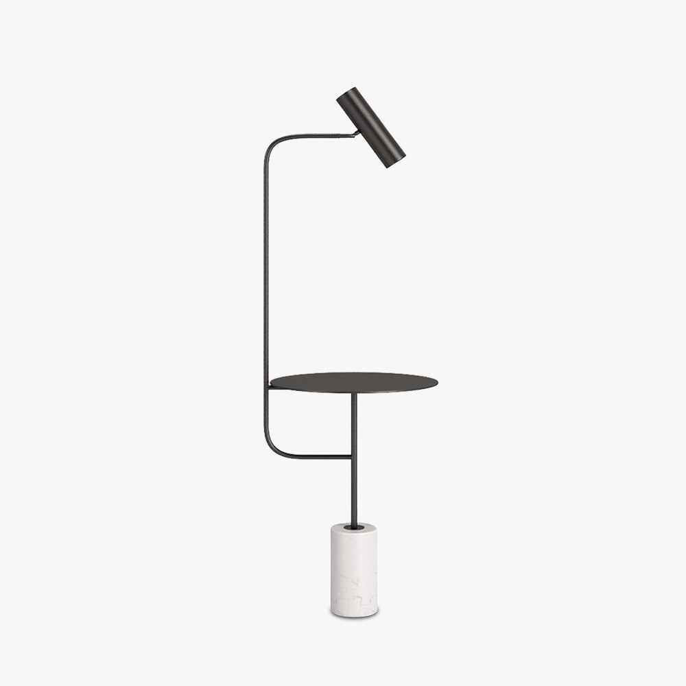 Salgado Minimalistisk Metal Gulvlampe Med Bord, Sort/Guld