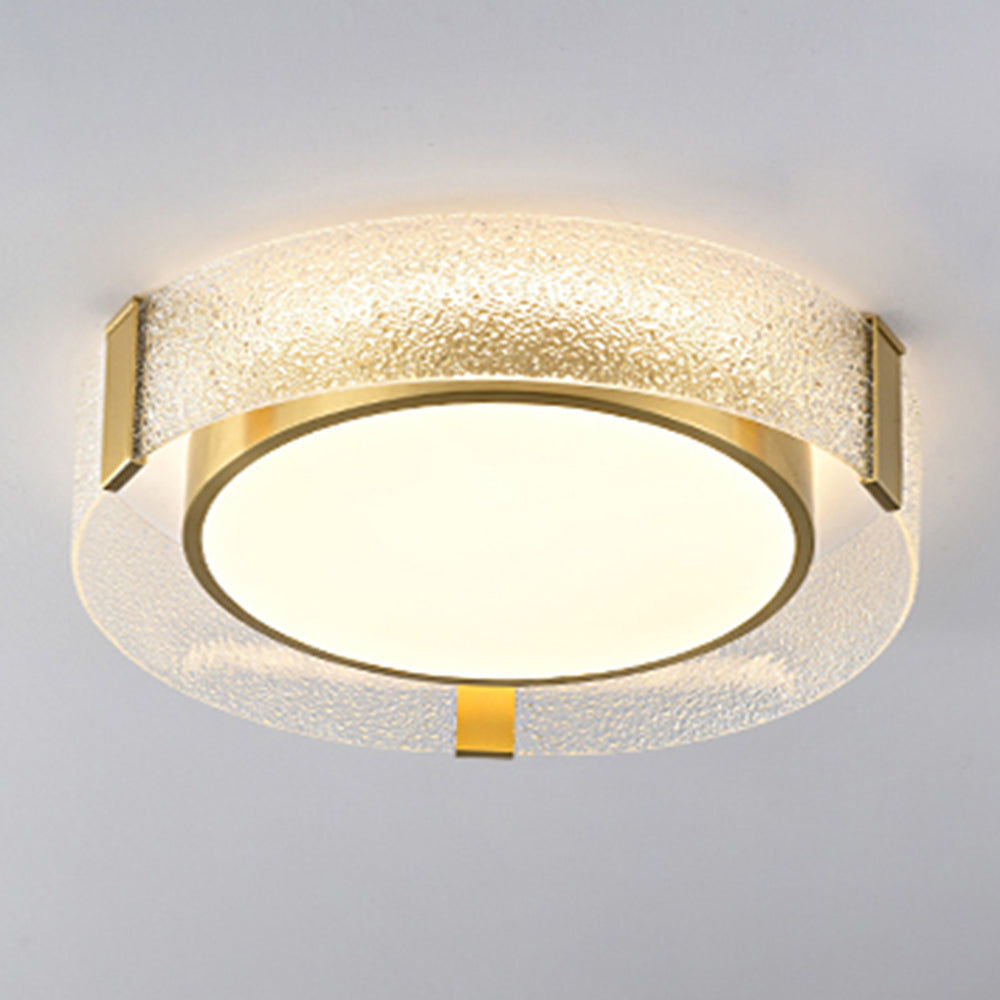 Quinn Moderne Rund Metal/Glas Loftlampe, Guld