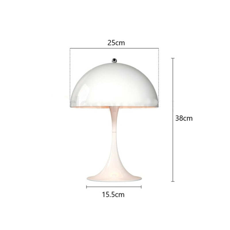 Salgado Minimalistisk Mushroom Metal Bordlampe, Hvid