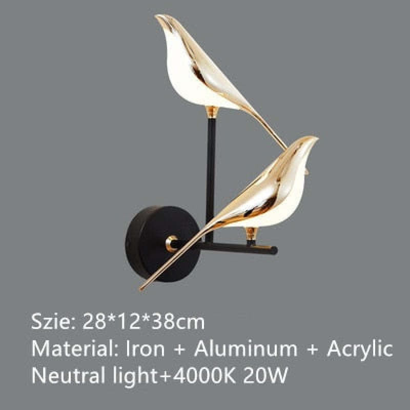 Nordic Art Damaged Bird Bedside LED Wall Lamp Bedroom