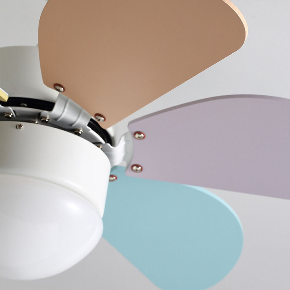 Morandi 5-Blade Ceiling Fan Round Light, Metal & Wood, DIA90CM